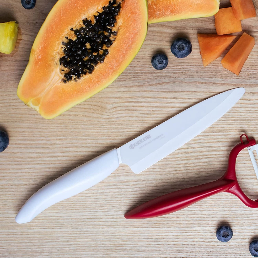 CUTLERY Kyocera Advanced Ceramic Revolution Series 4.5-inch Utility Knife, White Handle, White Blade 6 CUTLERY Kyocera Advanced Ceramic Revolution Series 4.5-inch Utility Knife, White Handle, White Blade