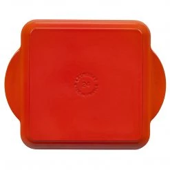 Le Creuset Enamaled Cast Iron Square Griddle, 9.5", Flame COOKWARE