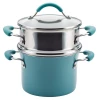 COOKWARE Rachael Ray Cucina Hard Enamel 3-Quart Covered Multi-Pot Set With Steamer - Agave Blue 1 COOKWARE Rachael Ray Cucina Hard Enamel 3-Quart Covered Multi-Pot Set With Steamer - Agave Blue