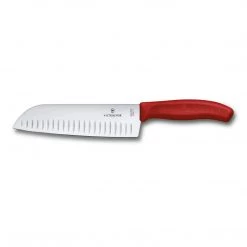 Victorinox Santoku, Swiss Classic, 7" Granton Blade (Blister), Red