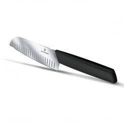 Victorinox Santoku, Swiss Modern, 7" Granton Blade, Black CUTLERY