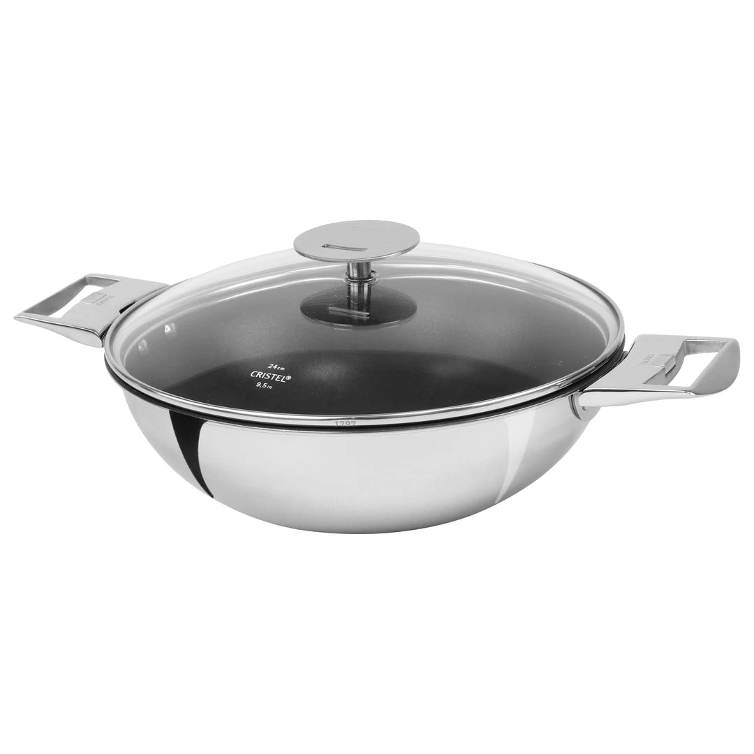 COOKWARE Cristel Casteline Detachable 3-Quart Wok Exceliss Non-Stick Coating - With Domed Glass Lid 4 COOKWARE Cristel Casteline Detachable 3-Quart Wok Exceliss Non-Stick Coating - With Domed Glass Lid
