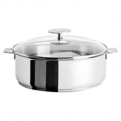 Cristel Casteline Handle 4-Quart Saute Pan With Domed Glass Lid