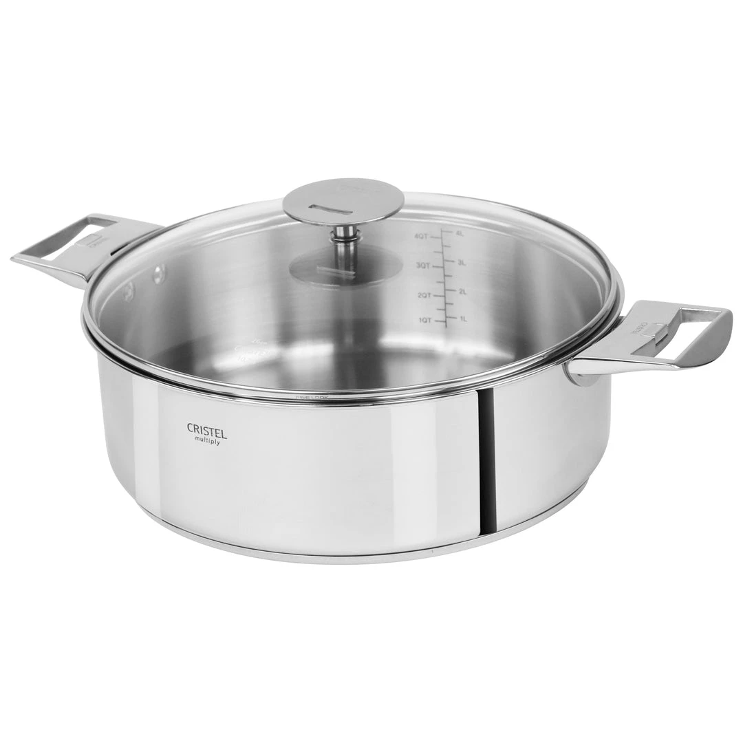 Cristel Casteline Handle 4-Quart Saute Pan With Domed Glass Lid 5 Cristel Casteline Handle 4-Quart Saute Pan With Domed Glass Lid