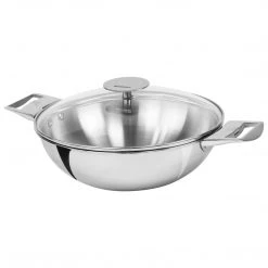 Cristel Casteline Detachable Handle 4-Quart Wok With Domed Glass Lid COOKWARE