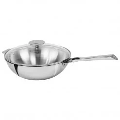 Cristel Casteline Detachable Handle 4-Quart Wok With Domed Glass Lid COOKWARE