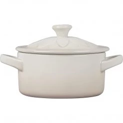 Le Creuset Mini Round Cocotte With Flower Lid - Meringue COOKWARE