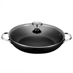 Le Creuset Toughened Nonstick PRO 4 Qt. Shallow Casserole/Braiser & Glass Lid With SS Knob COOKWARE