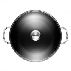 Le Creuset Toughened Nonstick PRO 4 Qt. Shallow Casserole/Braiser & Glass Lid With SS Knob COOKWARE