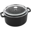 Staub Cast Iron 4-Quart Round Cocotte With Glass Lid - Black COOKWARE