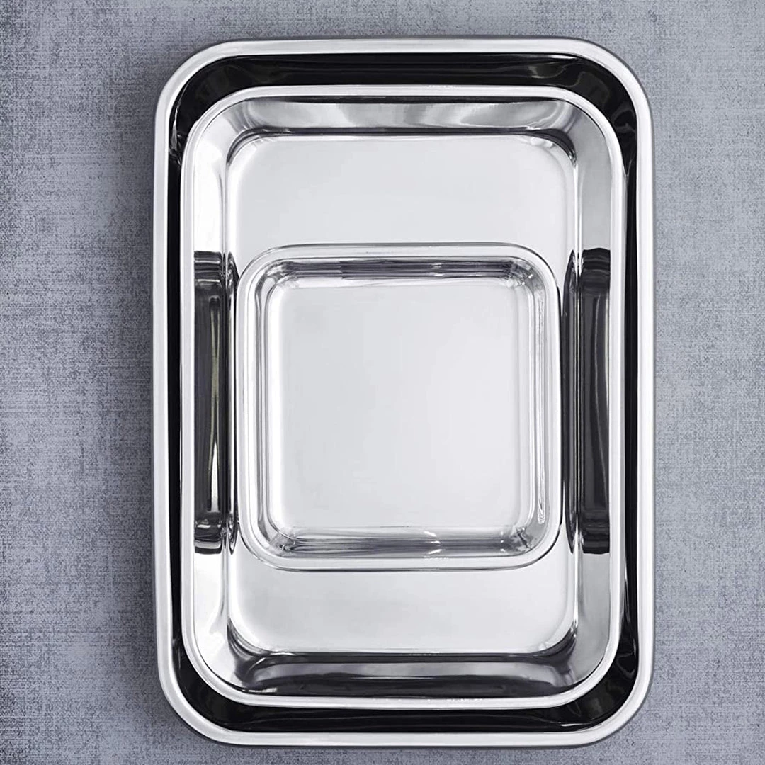 Hammer Stahl 3-Piece Multi Size Roasting Pan Set 4 Hammer Stahl 3-Piece Multi Size Roasting Pan Set