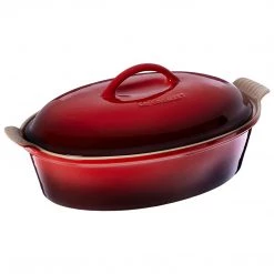 Le Creuset Heritage Oval 4-Quart Casserole - Cerise COOKWARE