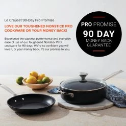 Le Creuset Toughened Nonstick PRO 4 Qt. Shallow Casserole/Braiser & Glass Lid With SS Knob COOKWARE
