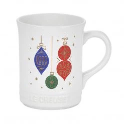 Le Creuset Noel Collection: 14 Oz. Ornament Mug - White W/ Applique Coffee & Espresso Mugs