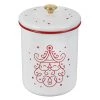 COOKWARE Le Creuset Noel Collection: Cookie Jar - White With Cerise Applique And Gold Knob