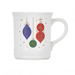 Le Creuset Noel Collection: 14 Oz. Ornament Mug - White W/ Applique Coffee & Espresso Mugs