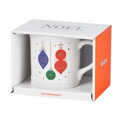 Le Creuset Noel Collection: 14 Oz. Ornament Mug - White W/ Applique Coffee & Espresso Mugs