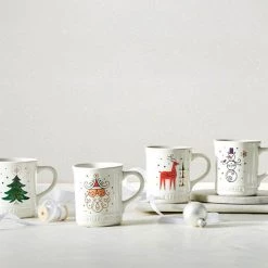 Coffee & Espresso Mugs Le Creuset Noel Collection: 14 Oz. Santa Mug - White W/ Applique