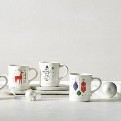 Le Creuset Noel Collection: 14 Oz. Ornament Mug - White W/ Applique Coffee & Espresso Mugs