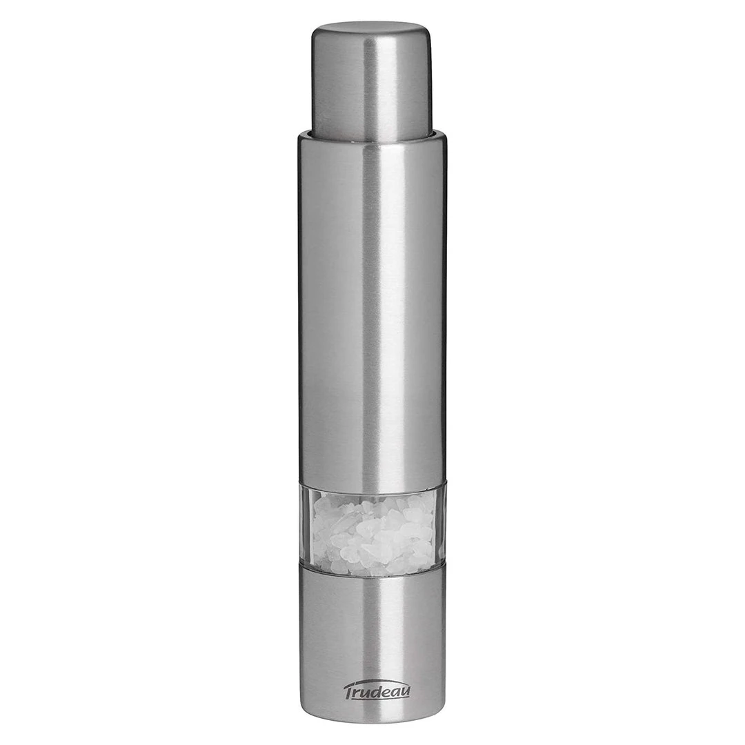 Trudeau Stainless Steel 6 Inch One-Hand Thumb Mill Salt Grinder, 6", Silver 3 Trudeau Stainless Steel 6 Inch One-Hand Thumb Mill Salt Grinder, 6", Silver