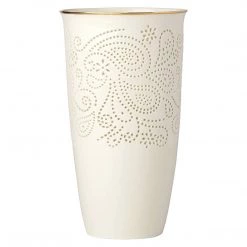 COOKWARE Lenox Pierced Paisley Medium 10" Vase, Ivory